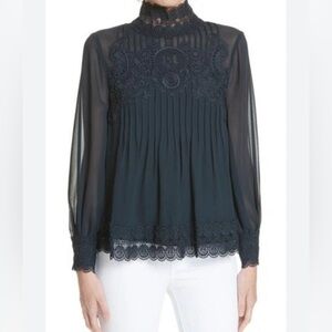 EUC Navy Ted Baker Size 2 (small or size 6) Cailley lace blouse
